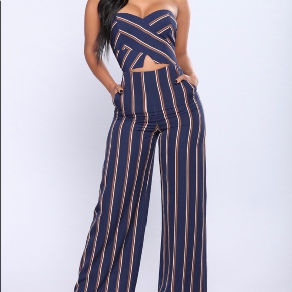 Fashion Nova Pants - Miami Hot Spot Striped Jumpsuit